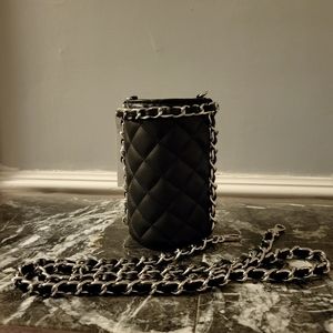 Whitehouse Blackmarket faux leather and chain water bottle carrier